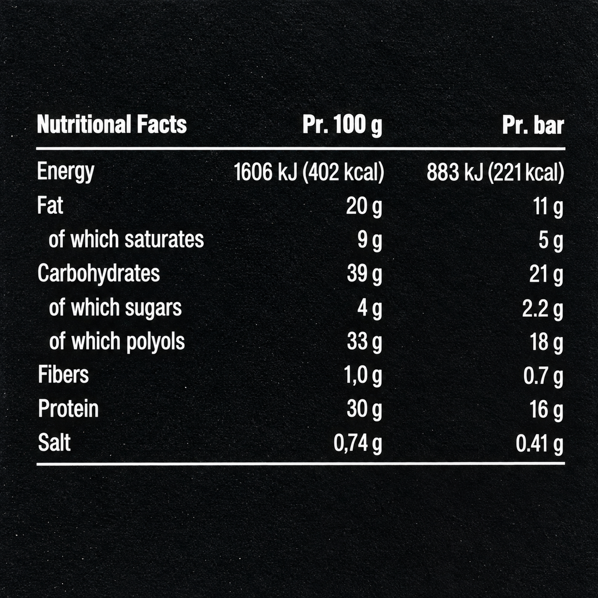 Snck Yüksek Protein Bar 55 Gr 12 Adet Karamel Fındık – besin değerleri etiketi
