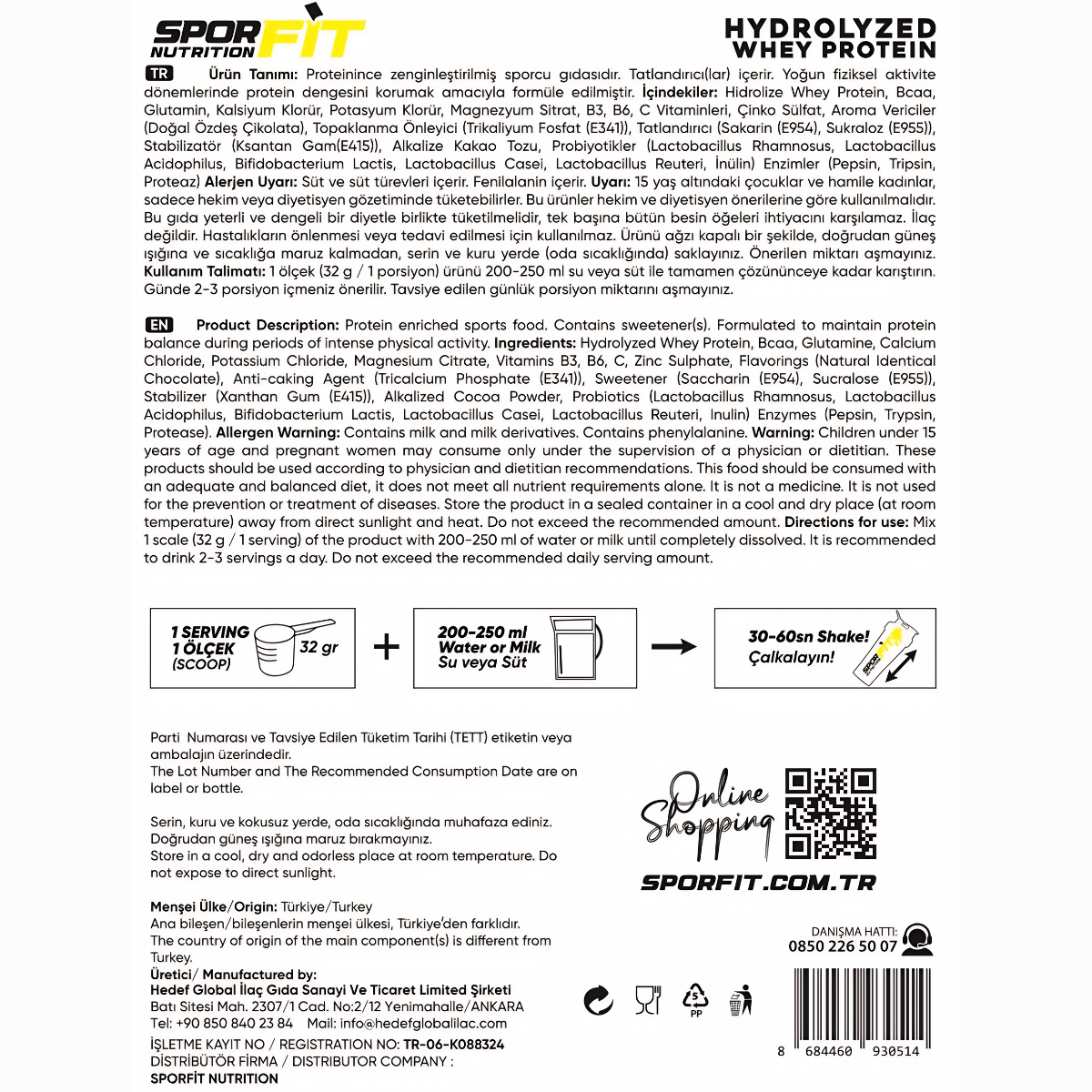 Sporfit Nutrition HydroWhey 60 Servis