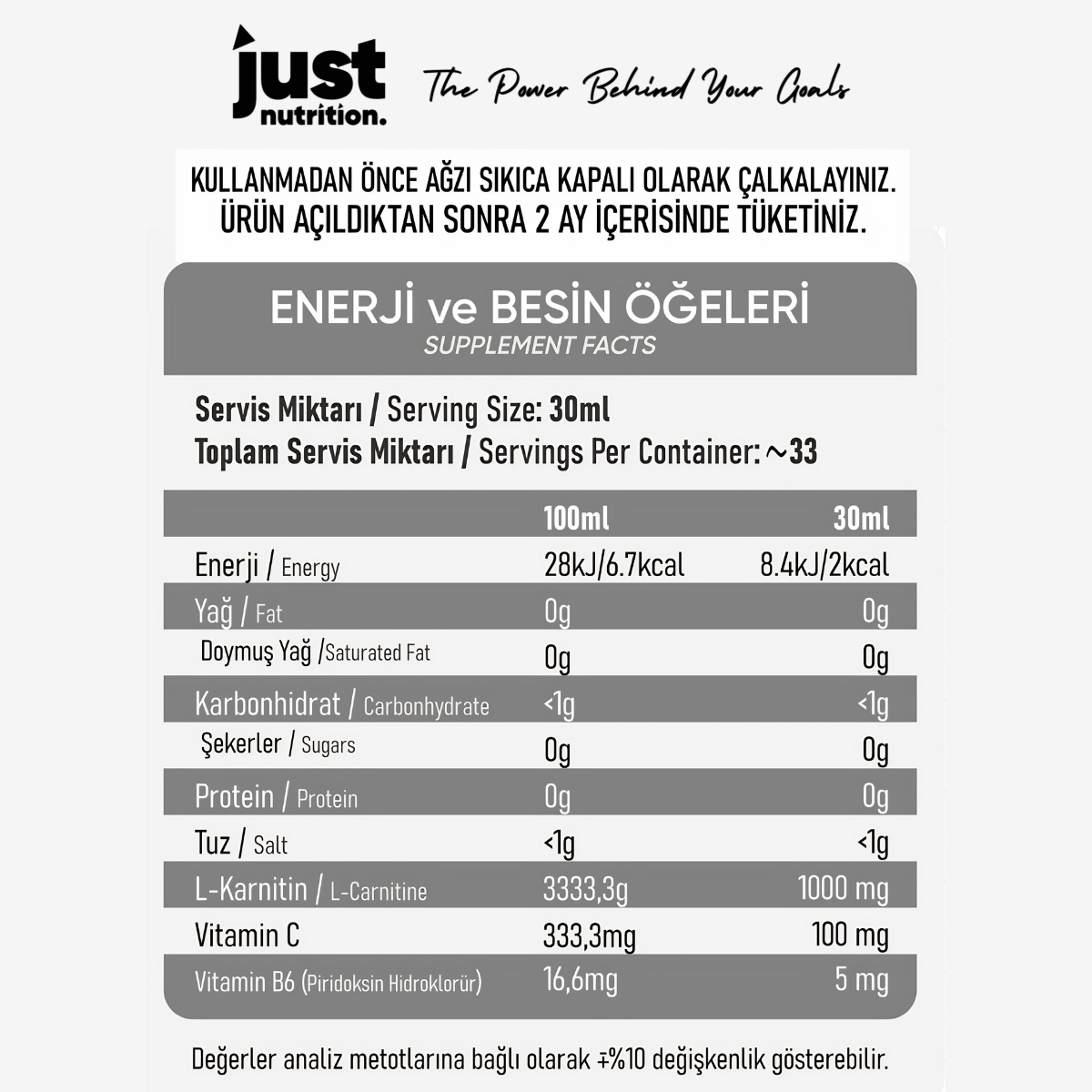 Just Nutrition L-Carnitine 1000 Mg Limon