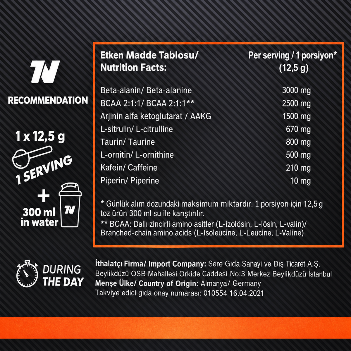 Nutrever Noxtreme ProWorkout 375 Gr 30 Servis Çay ve Limon Aromalı