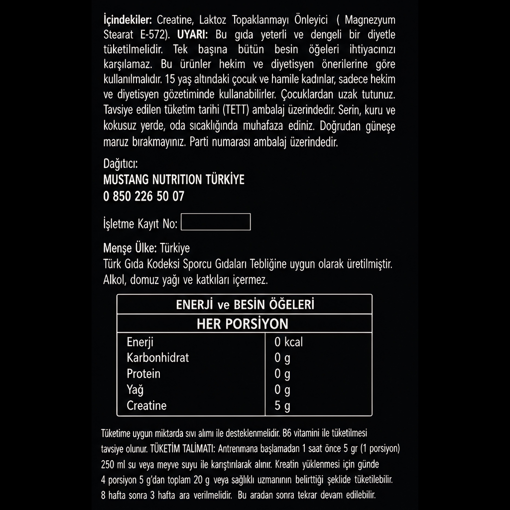 Mustang Nutrition Creatine 450 Gr