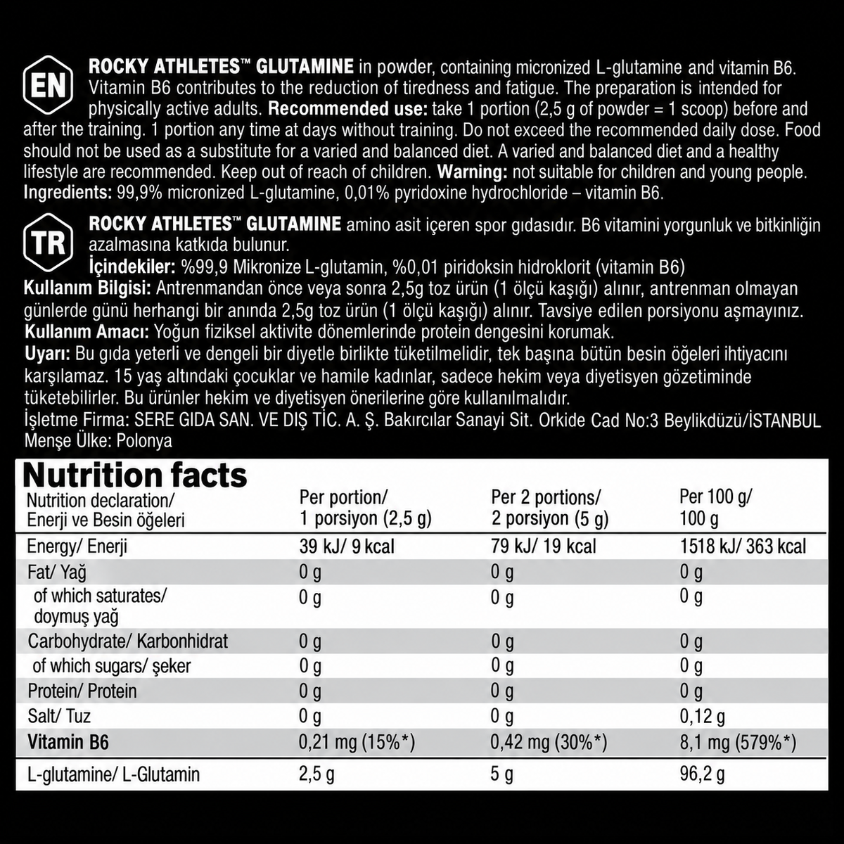Olimp Rocky Athletes Glutamine 250 Gr