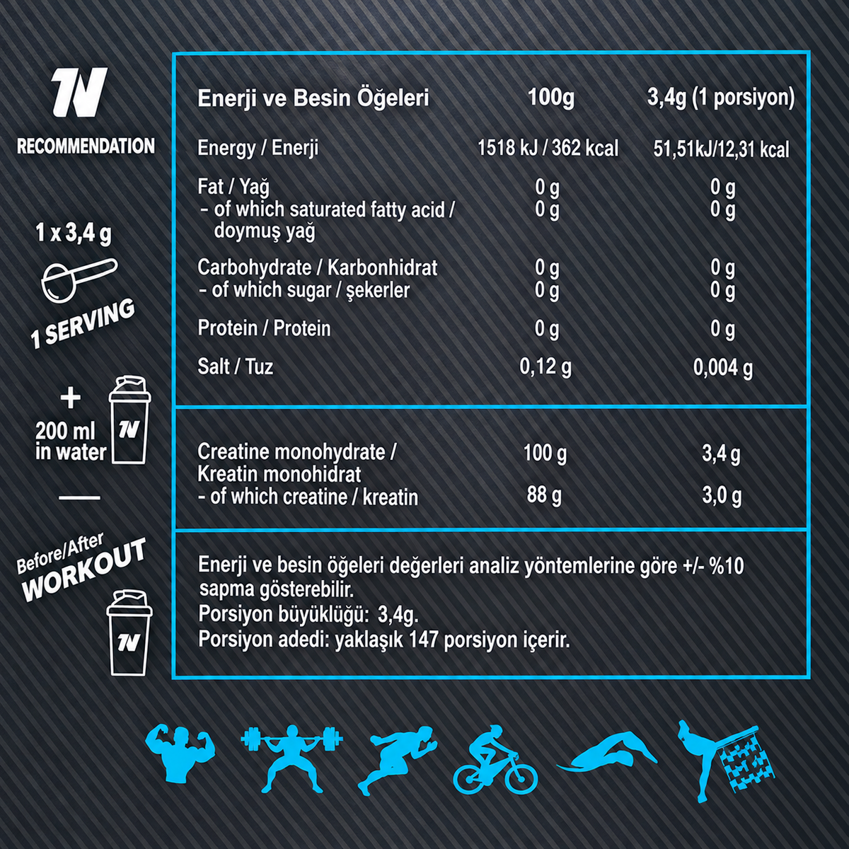 Nutrever Creatine Micronized 500 Gr