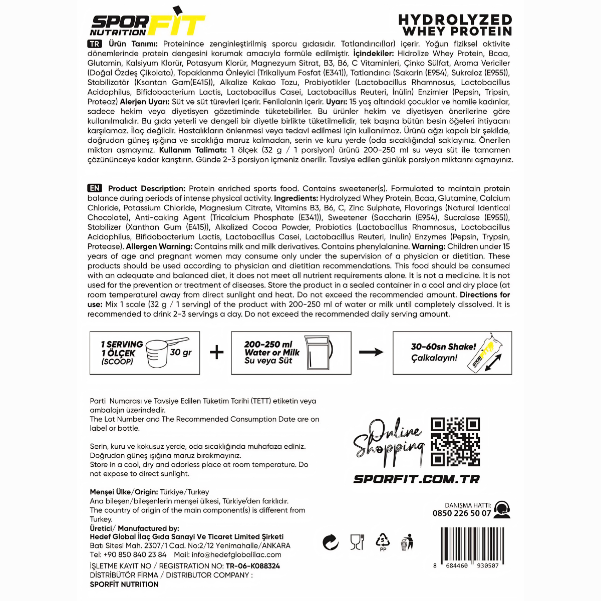 Sporfit Nutrition HydroWhey 30 Servis