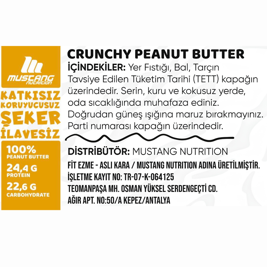 Mustang Nutrition Crunchy Ballı Tarçınlı Fıstık Ezmesi 350