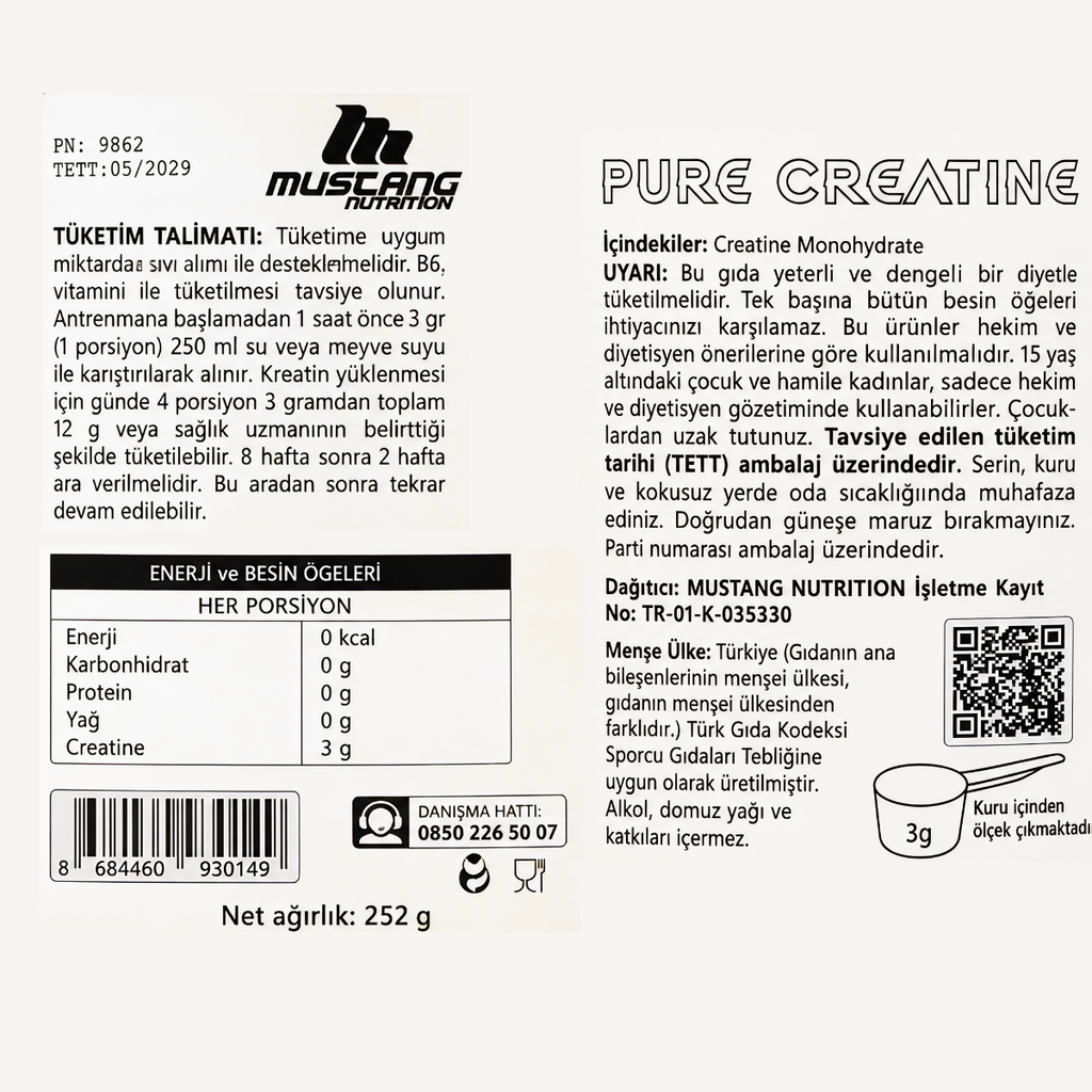 Mustang Nutrition Creatine 252 Gr