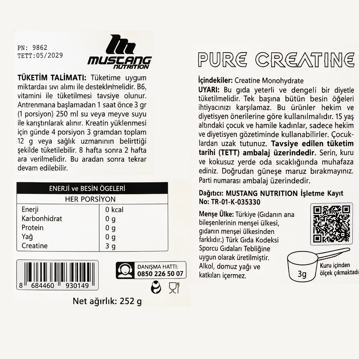 Mustang Nutrition Creatine 252 Gr