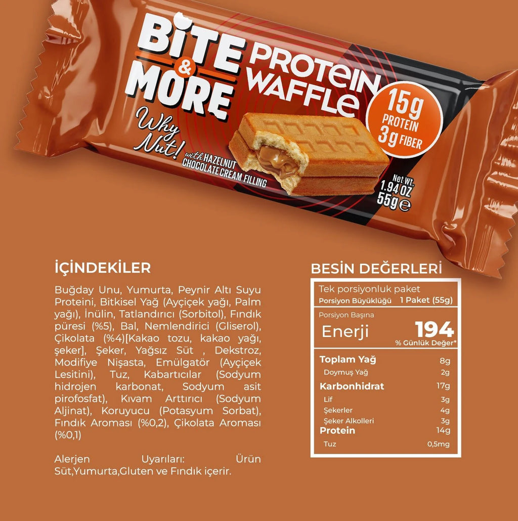 Fındık Kremalı Protein Waffle (55g x 12 Adet)