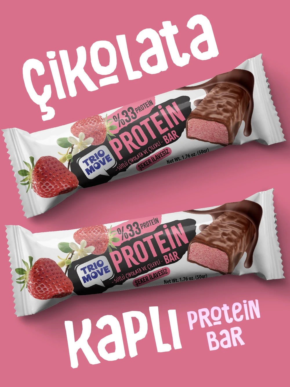 Trio Move Protein Bar 9 Adet X 50 Gr Çilekli Çikolata & Vanilya
