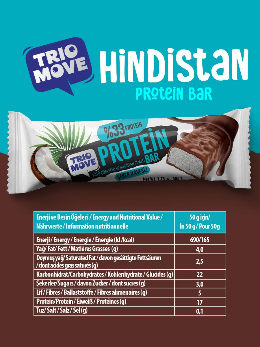 Trio Move Protein Bar 9 Adet X 50 Gr Sütlü Çikolatalı & Hindistan Cevizi