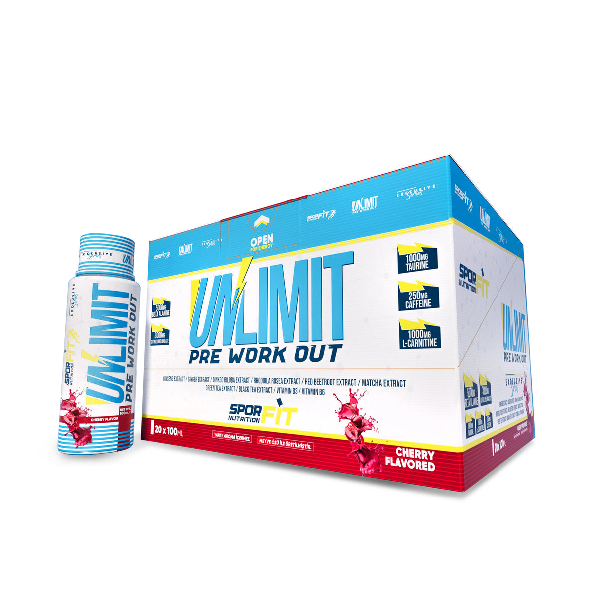 Sporfit Nutrition Unlimit Pre-Workout Shot 20x100 ML Cherry