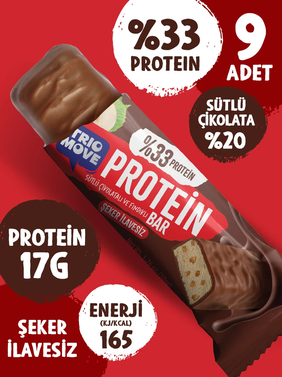 Trio Move Protein Bar 9 Adet X 50 Gr Sütlü Çikolatalı & Fındıklı