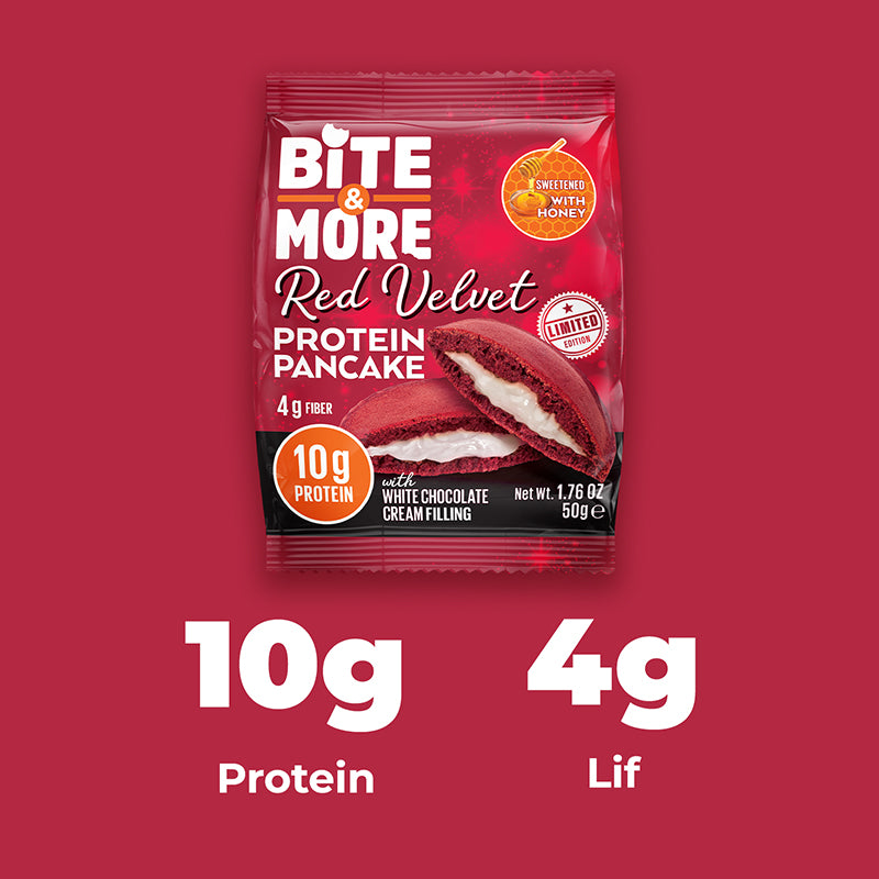 Red Velvet Beyaz Çikolatalı Protein Pankek (50g x12 Adet)