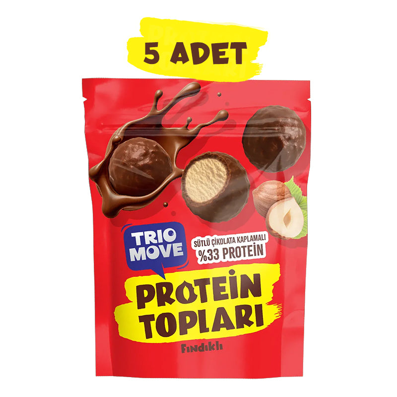 Trio Move Sütlü Çikolata Kaplamalı Fındıklı Protein Topları %33 x 5 Adet