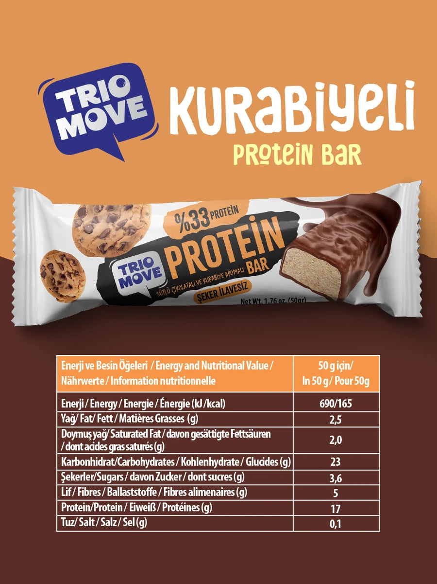Trio Move Protein Bar 9 Adet X 50 Gr Kurabiye & Sütlü Çikolata